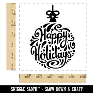 Happy Holidays Cursive on Ornament Christmas Self-Inking Rubber Stamp Ink Stamper