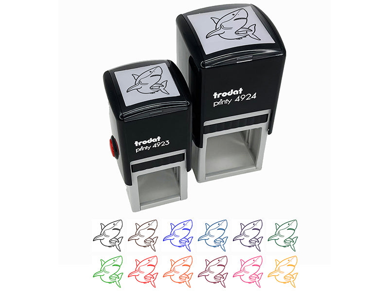 Powerful Great White Shark Self-Inking Rubber Stamp Ink Stamper