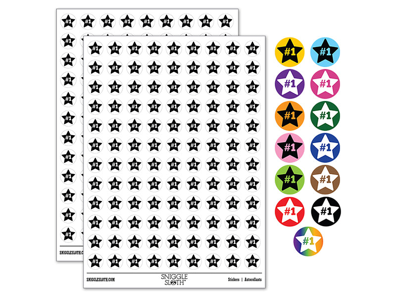 #1 Number One in Star 200+ 0.50" Round Stickers