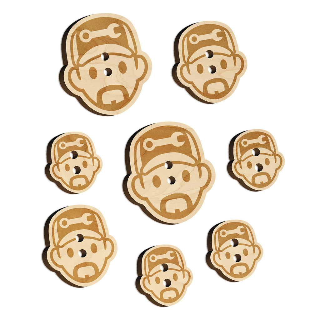 Occupation Mechanic Engineer Man Icon Wood Buttons for Sewing Knitting Crochet DIY Craft