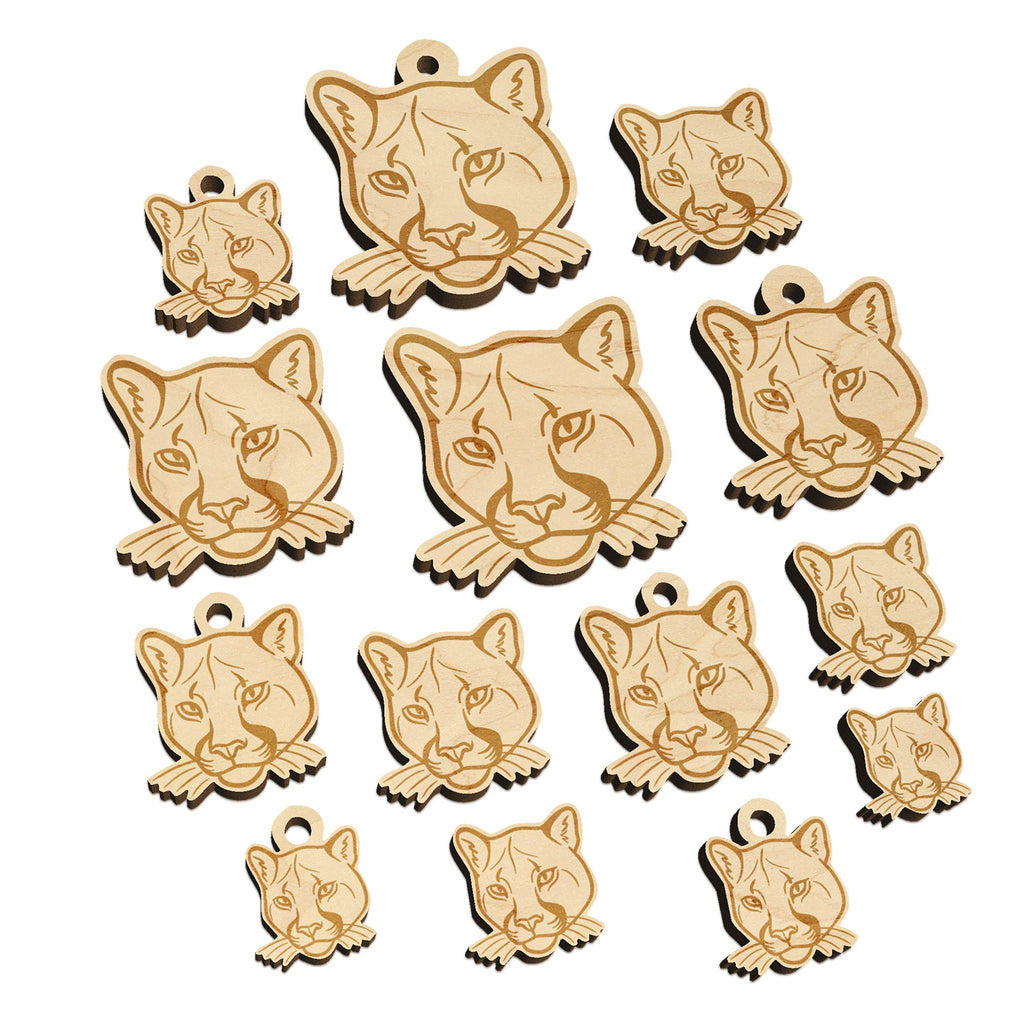 Cougar Head Mountain Lion Puma Mini Wood Shape Charms Jewelry DIY Craft