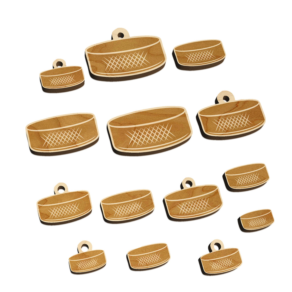 Detailed Ice Hockey Puck Sport Mini Wood Shape Charms Jewelry DIY Craft