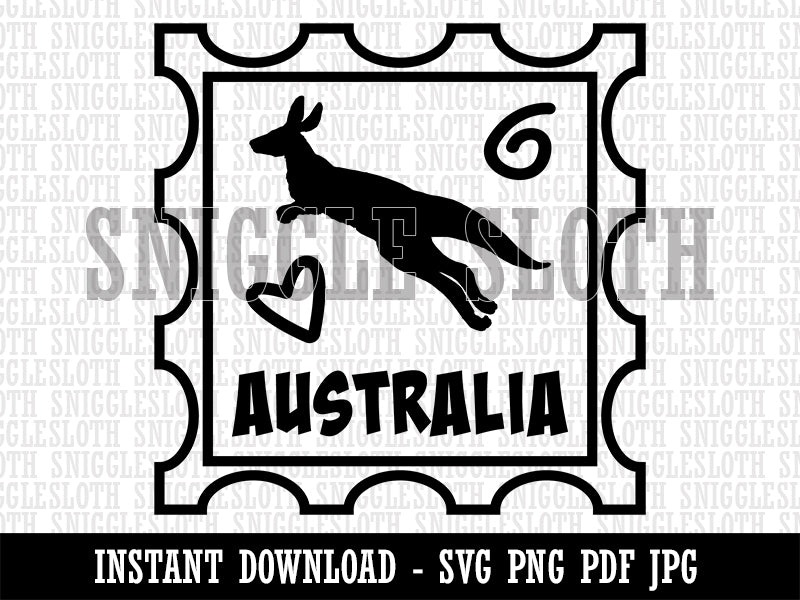 Australia Kangaroo Passport Travel Clipart Digital Download SVG PNG JPG PDF Cut Files