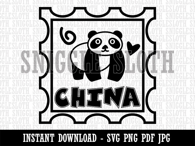 China Panda Passport Travel Clipart Digital Download SVG PNG JPG PDF Cut Files