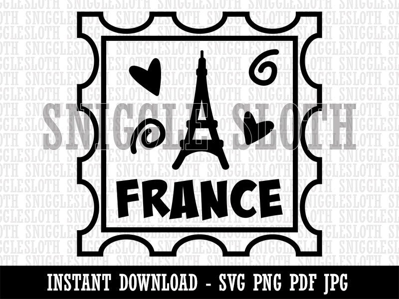 France Passport Eiffel Tower Travel Clipart Digital Download SVG PNG JPG PDF Cut Files
