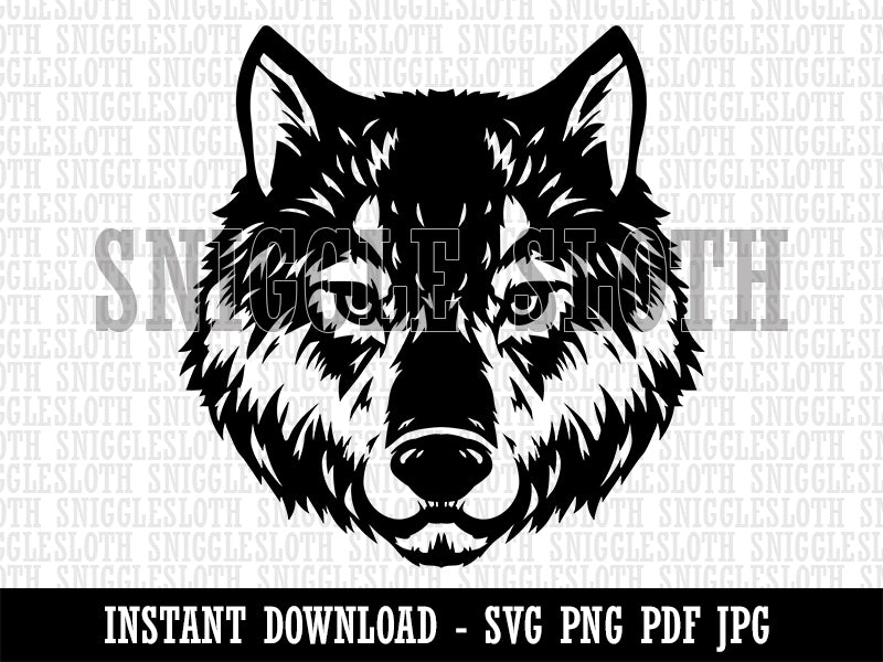Realistic Wolf Head Clipart Digital Download SVG PNG JPG PDF Cut Files