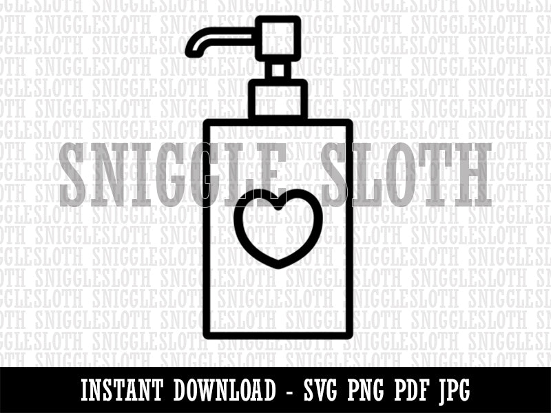Soap Sanitizer Dispenser with Heart Clipart Digital Download SVG PNG JPG PDF Cut Files