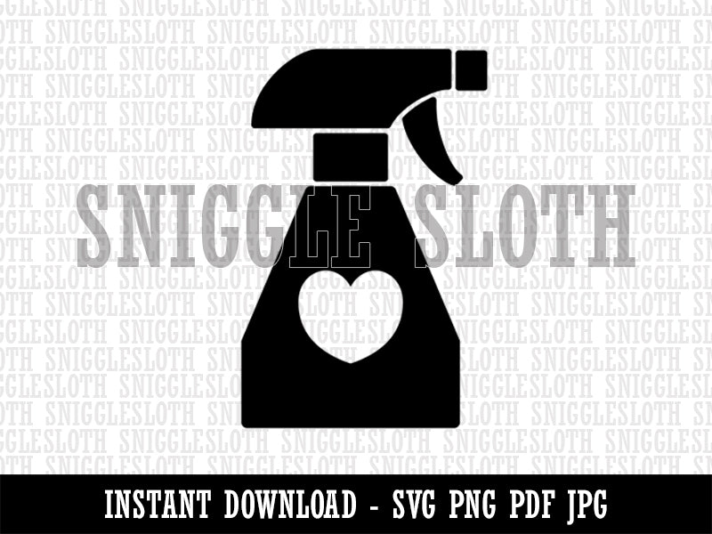 Spray Bottle Silhouette with Heart Clipart Digital Download SVG PNG JPG PDF Cut Files