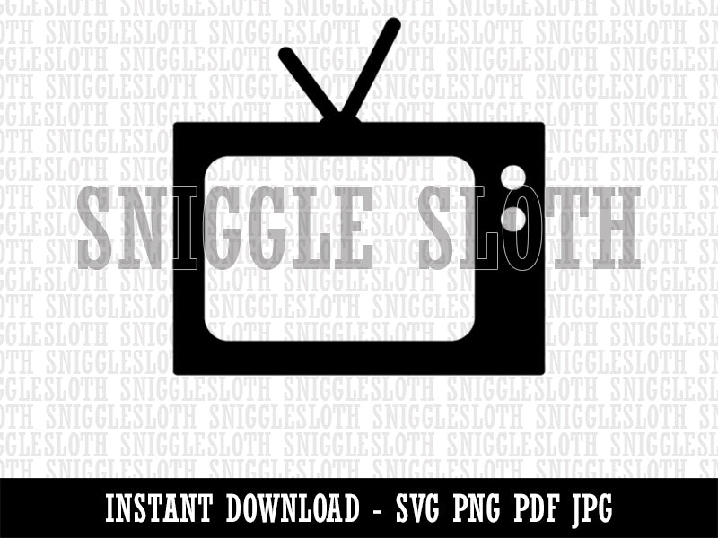 Vintage TV Television Silhouette Clipart Digital Download SVG PNG JPG PDF Cut Files