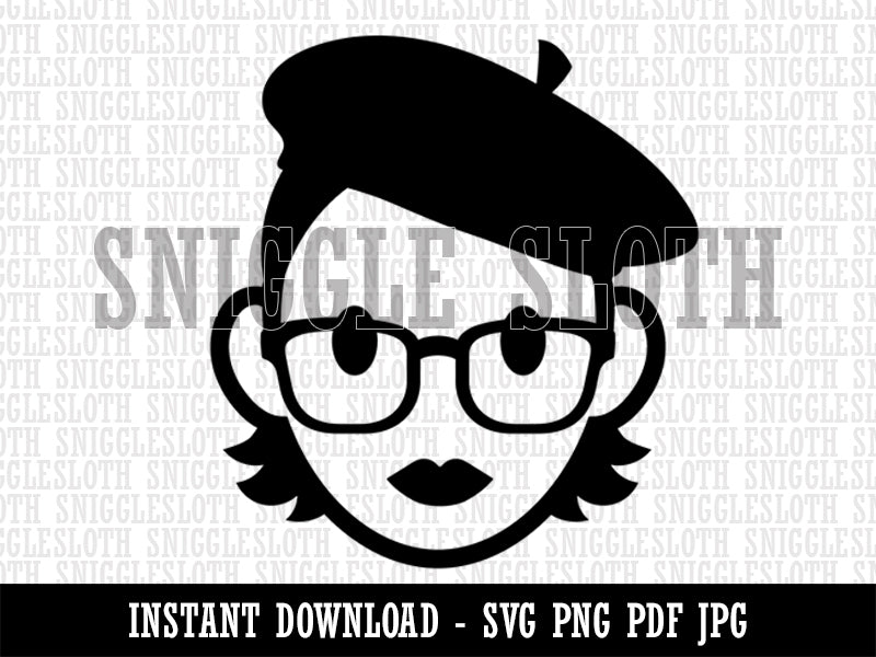 Artist Woman Icon Clipart Digital Download SVG PNG JPG PDF Cut Files