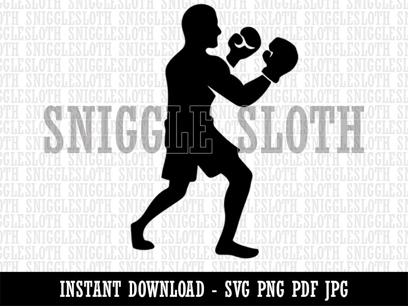 Boxer Boxing Fighting Pose Clipart Digital Download SVG PNG JPG PDF Cut Files