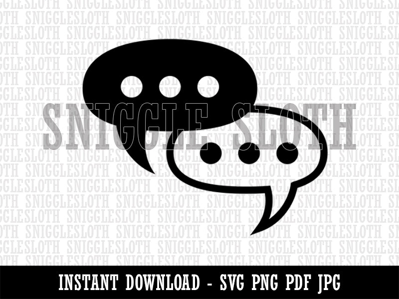 Conversation Discussion Chat Bubbles Icon Clipart Digital Download SVG PNG JPG PDF Cut Files