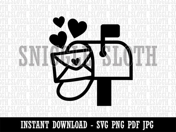 Cute Mailbox with Hearts Clipart Instant Digital Download by Sniggle Sloth