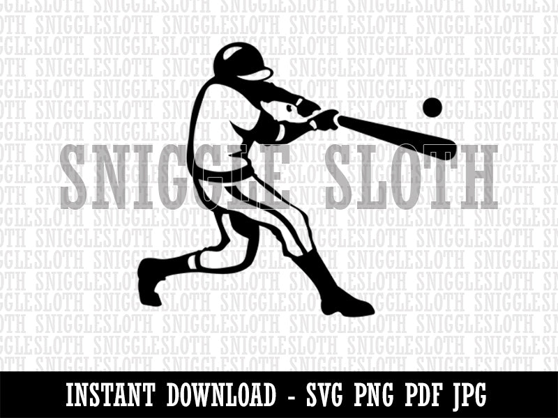 Baseball Player Batter Hitting Ball Clipart Digital Download SVG PNG JPG PDF Cut Files