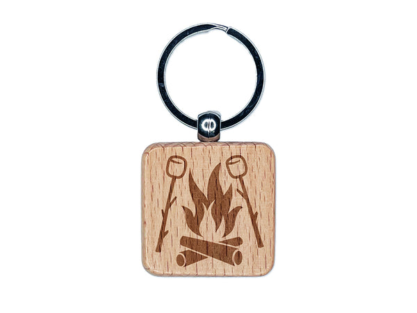 Roasting Marshmallows S'mores Camping Hiking Engraved Wood Square