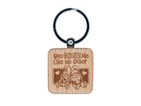 You Gnome Know Me Like No Other Love Valentine's Day Engraved Wood Square Keychain Tag Charm