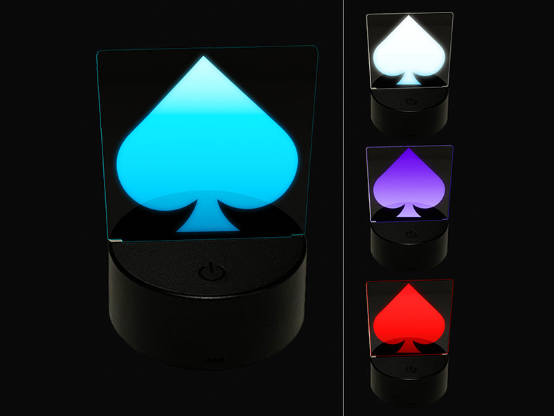Card Suit Spades 3D Illusion LED Night Light Sign Nightstand Desk Lamp