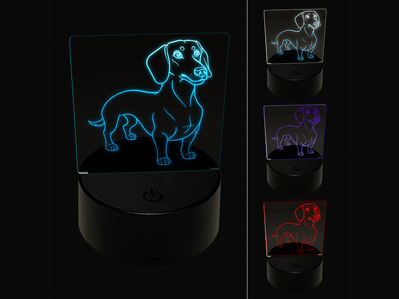 Devoted Dachshund Wiener Pet Dog 3D Illusion LED Night Light Sign Nightstand Desk Lamp