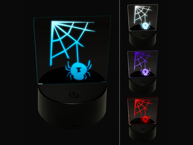 Black Widow Spider and Web Halloween Doodle 3D Illusion LED Night Light Sign Nightstand Desk Lamp