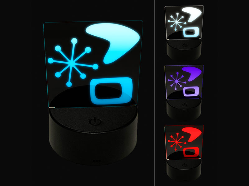 Retro Mid Century Modern Shapes 3D Illusion LED Night Light Sign Nightstand Desk Lamp