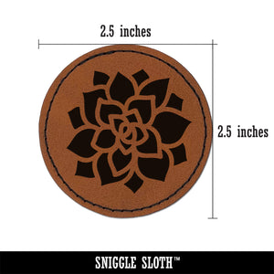 Succulent Plant Round Iron-On Engraved Faux Leather Patch Applique - 2.5"