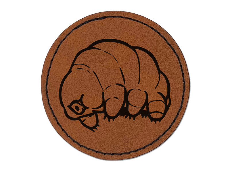 Tardigrade Water Bear Microscopic Organism Round Iron-On Engraved Faux Leather Patch Applique - 2.5"