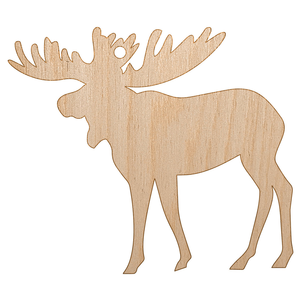 Moose Solid Unfinished Craft Wood Holiday Christmas Tree DIY Pre-Drilled Ornament