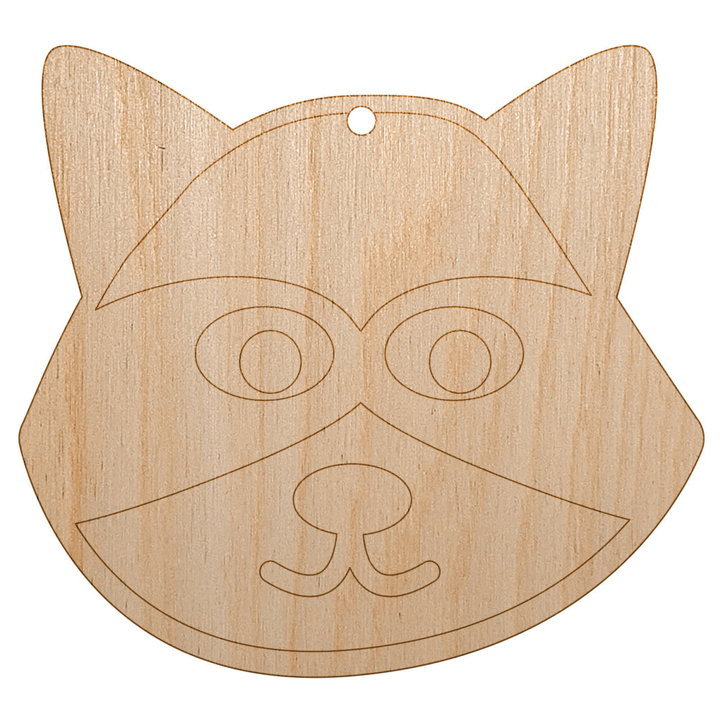 Racoon Face Doodle Unfinished Craft Wood Holiday Christmas Tree DIY Pre-Drilled Ornament