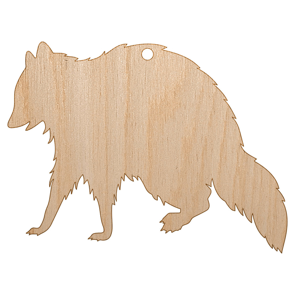 Racoon Walking Solid Unfinished Craft Wood Holiday Christmas Tree DIY Pre-Drilled Ornament