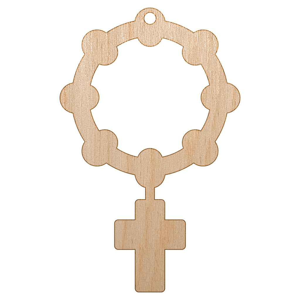 Rosary Catholic Symbol Unfinished Craft Wood Holiday Christmas Tree DIY Pre-Drilled Ornament