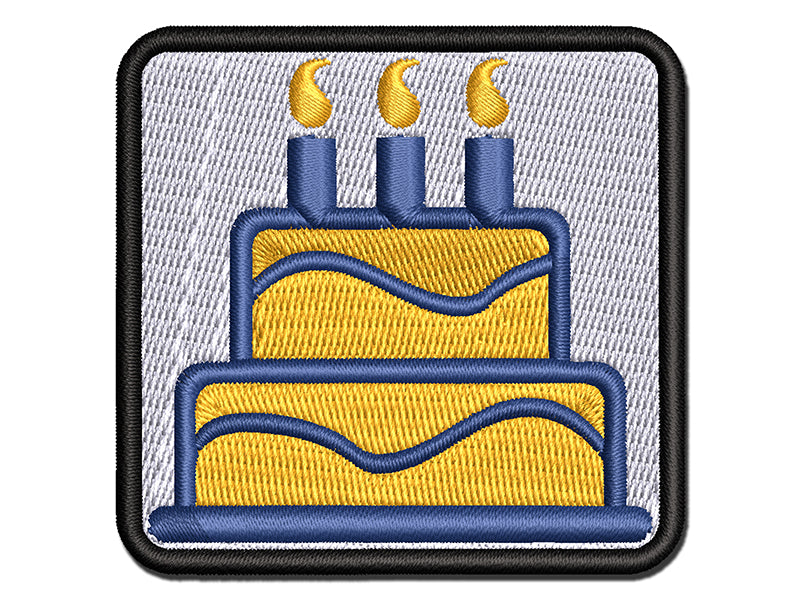 Birthday Cake Multi-Color Embroidered Iron-On or Hook & Loop Patch Applique