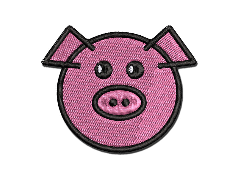 Cute Pig Face Multi-Color Embroidered Iron-On or Hook & Loop Patch Applique