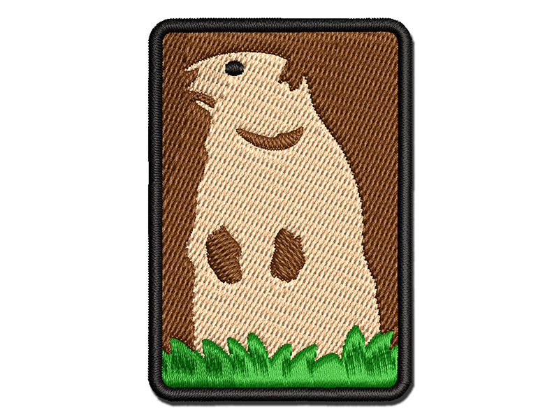 Groundhog Woodchuck Standing Up Multi-Color Embroidered Iron-On or Hook & Loop Patch Applique