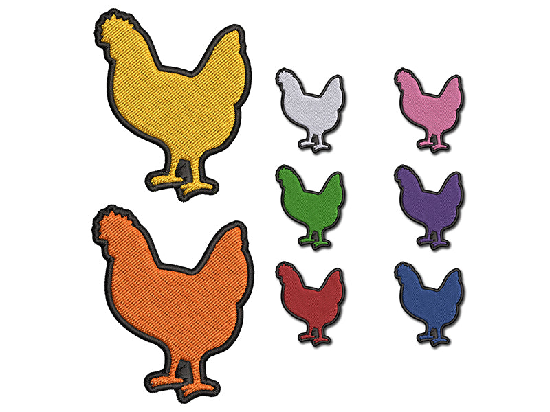 Chicken Standing Solid 2 Color Embroidered Iron-On Patch Applique