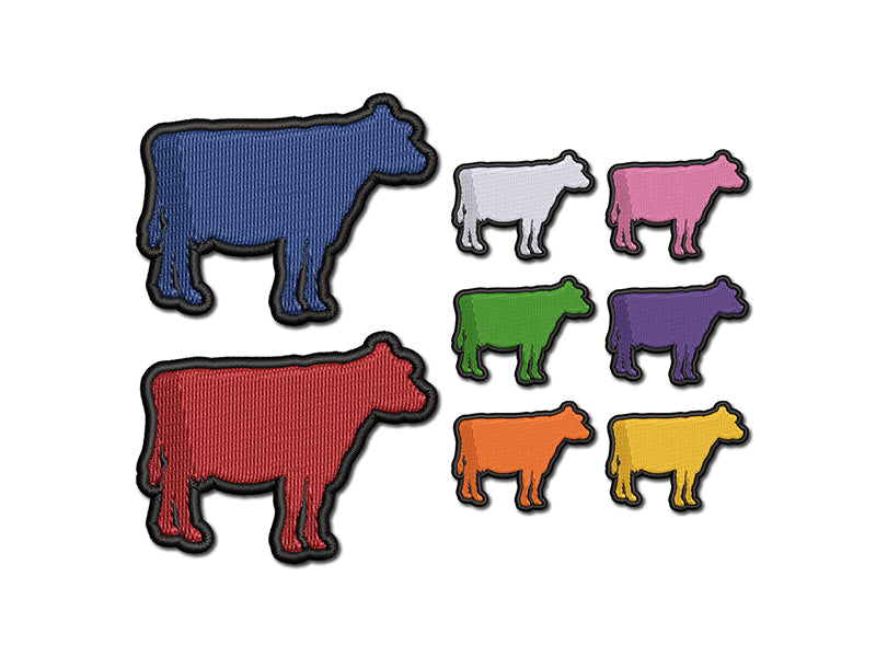 Solid Cow Farm Animal 2 Color Embroidered Iron-On Patch Applique
