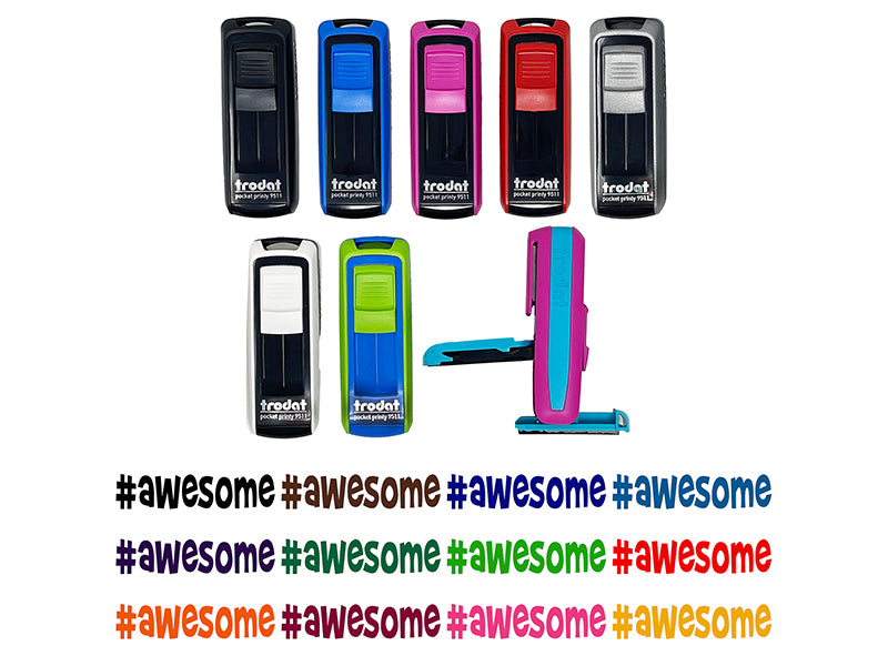 # Hashtag Awesome Teacher Student School Self-Inking Portable Pocket Stamp 1-1/2" Ink Stamper