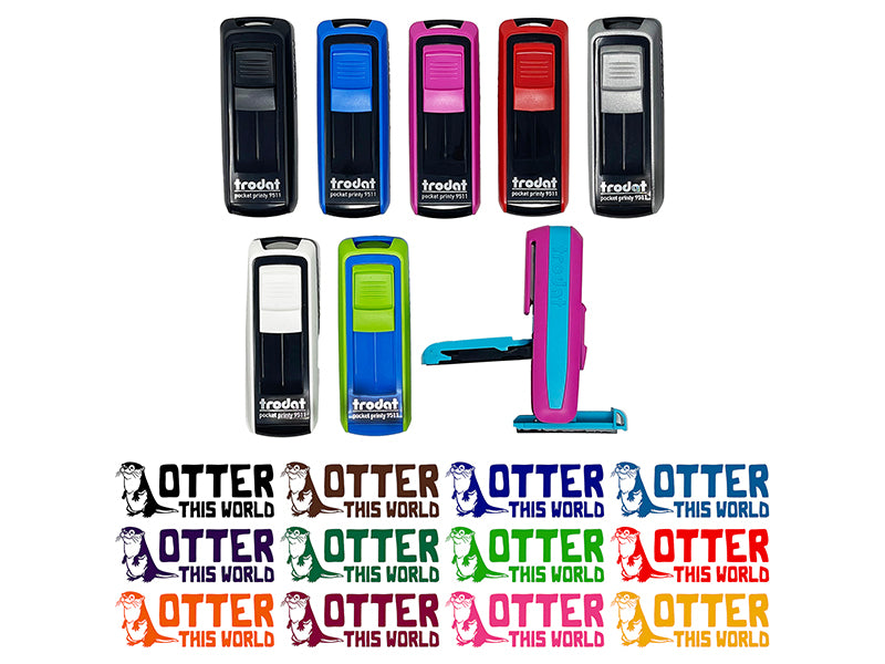 Otter Out of This World Teacher Student School Self-Inking Portable Pocket Stamp 1-1/2" Ink Stamper