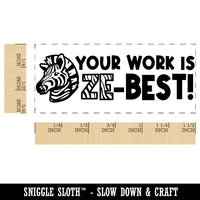 Your Work is Ze-Best Zebra Teacher Student School Self-Inking Portable Pocket Stamp 1-1/2" Ink Stamper