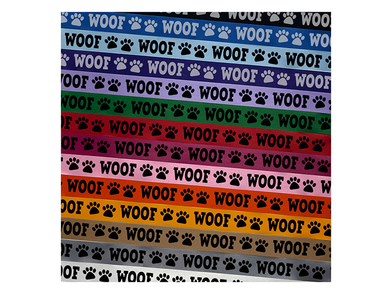 Woof Dog Paw Prints Fun Text Satin Ribbon for Bows Gift Wrapping - 1" - 3 Yards