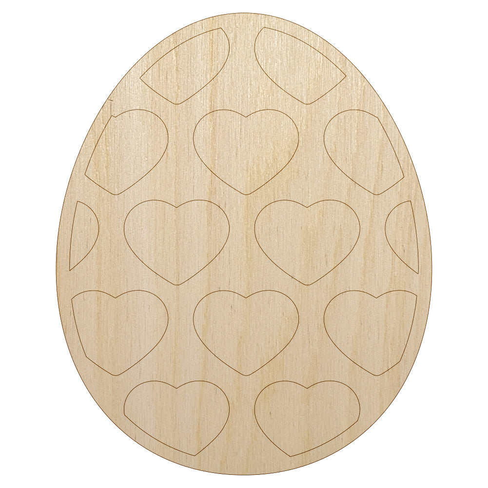 Egg with Hearts Unfinished Wood Shape Piece Cutout for DIY Craft Projects