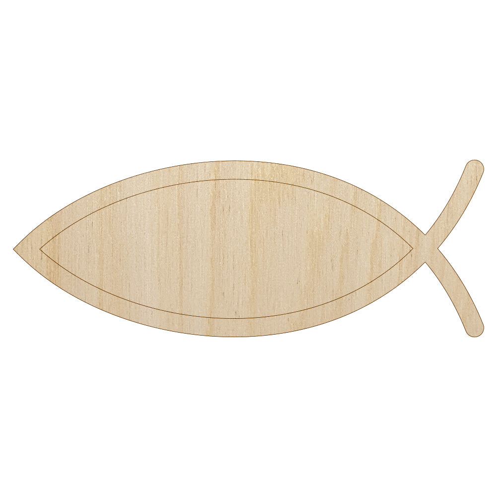 Ichthys Fish Christian Unfinished Wood Shape Piece Cutout for DIY Craft Projects