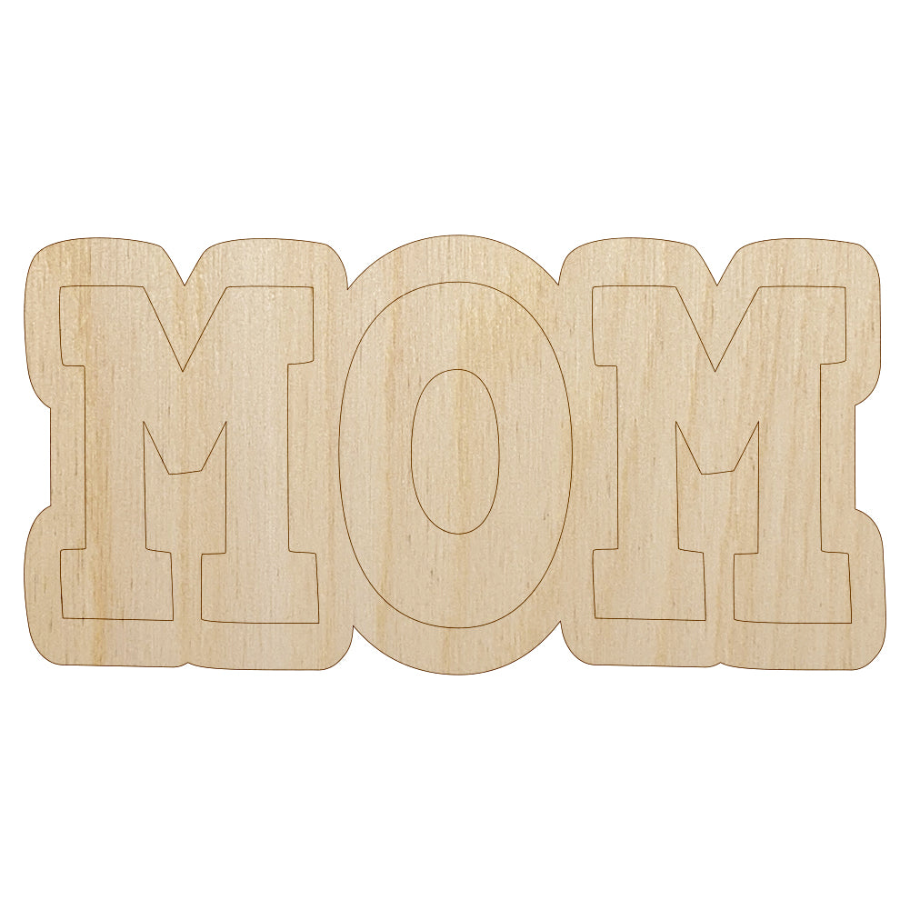 Mom Fun Text Unfinished Wood Shape Piece Cutout for DIY Craft Projects