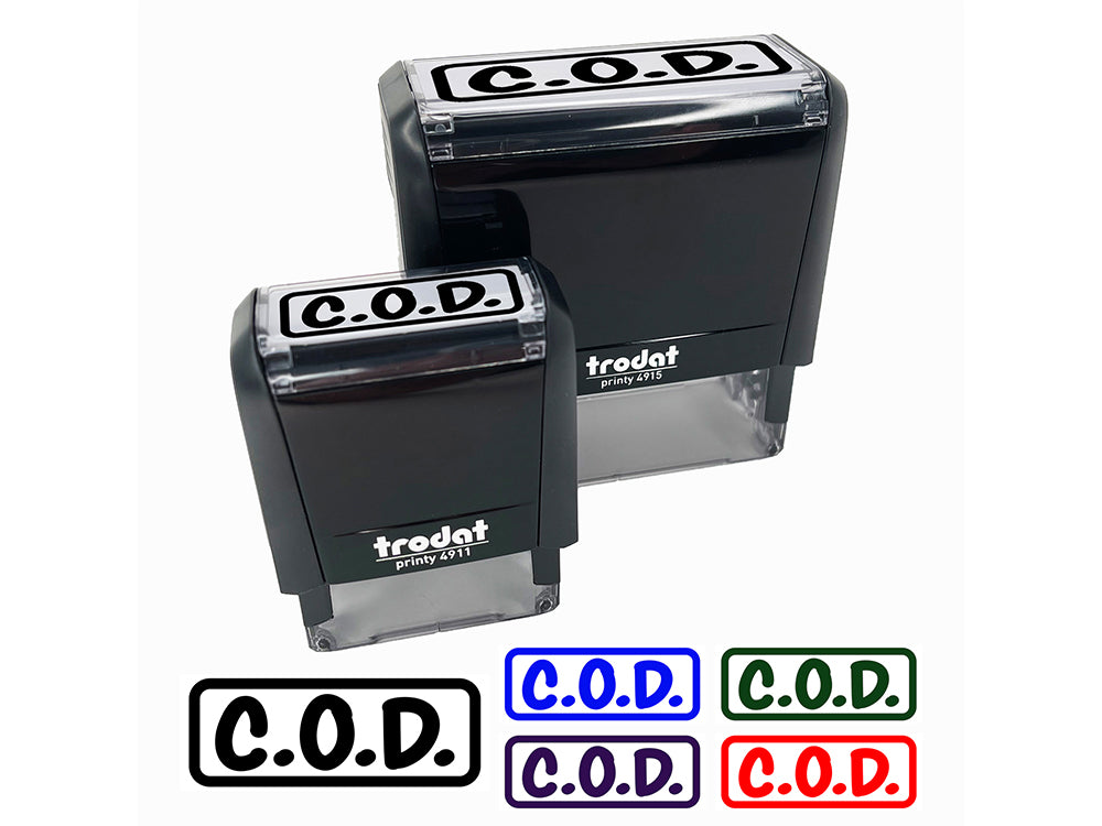 COD Cash on Delivery Bold Border Self-Inking Rubber Stamp Ink Stamper for Business Office