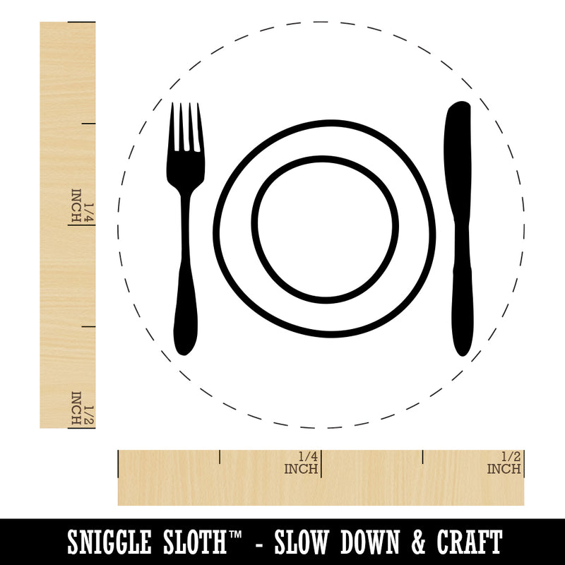 Place Setting Fork Knife Plate Utensil Eating Sketch Rubber Stamp for Stamping Crafting Planners