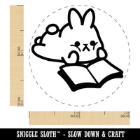 Cute Kawaii Bunny Rabbit Reading Studying for School Rubber Stamp for Stamping Crafting Planners