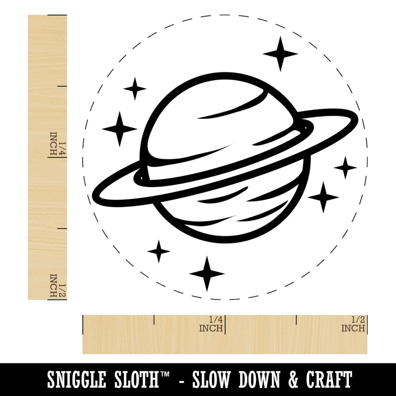 Saturn Planet with Rings and Stars Rubber Stamp for Stamping Crafting Planners