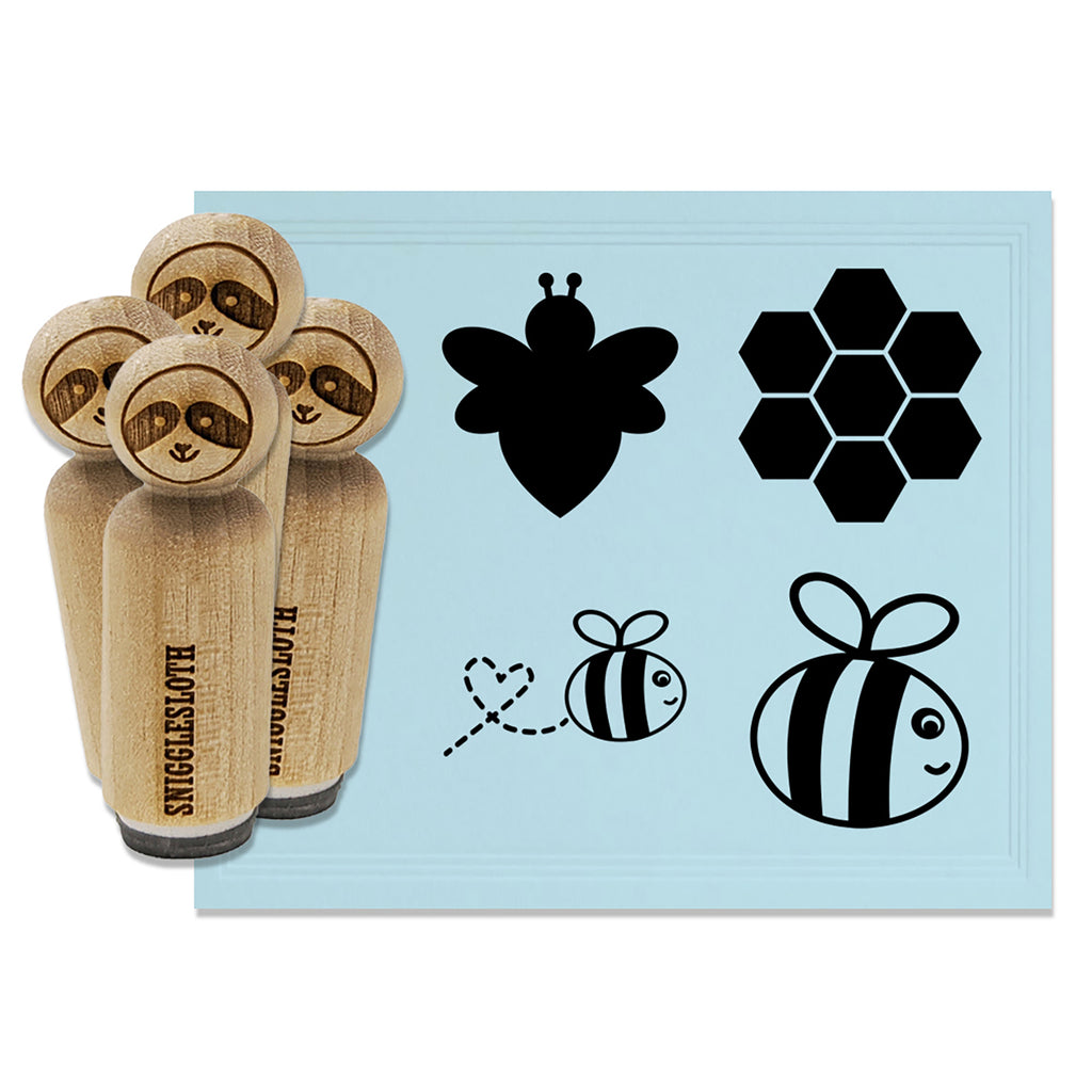 Cute Buzzy Bumble Bee Hive Honeycomb Rubber Stamp Set for Stamping Crafting Planners