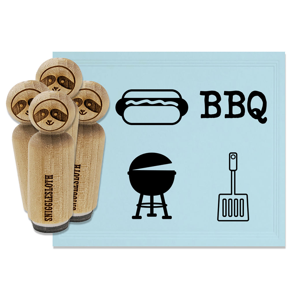 BBQ Grill Hot Dog Cooking Out Rubber Stamp Set for Stamping Crafting Planners