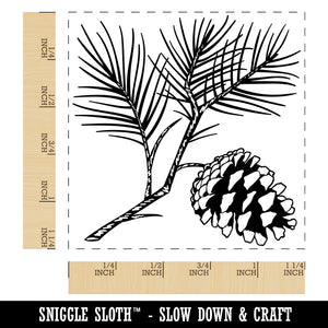 Pine Tree Branch with Pinecone Cone Winter Square Rubber Stamp for Stamping Crafting