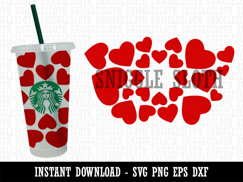 Hearts Love Solid Valentine's Day Starbucks 24oz Venti Cold Cup SVG PNG EPS DXF File